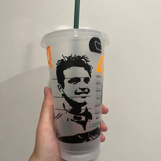Lando Norris 2023 silhouette inspired Starbucks tumbler