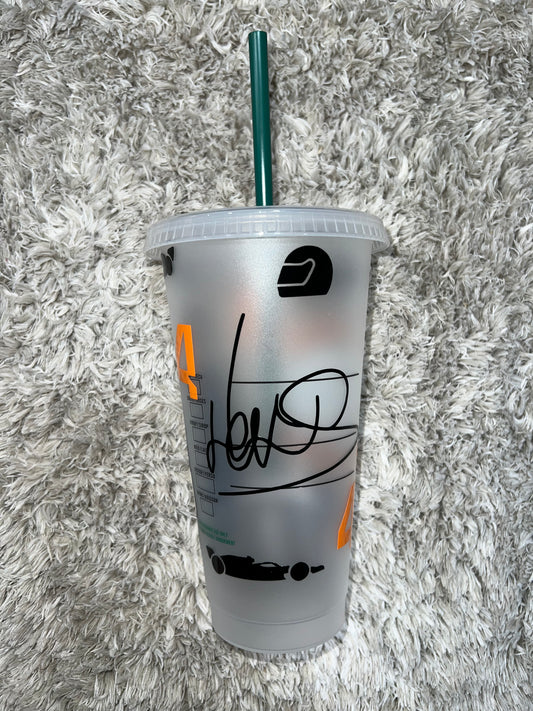 Lando Norris black fireproofs 2023 inspired Starbucks tumbler.