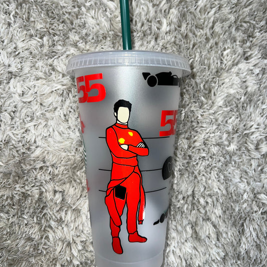 Carlos Sainz red fireproofs 2023 inspired Starbuck’s tumbler