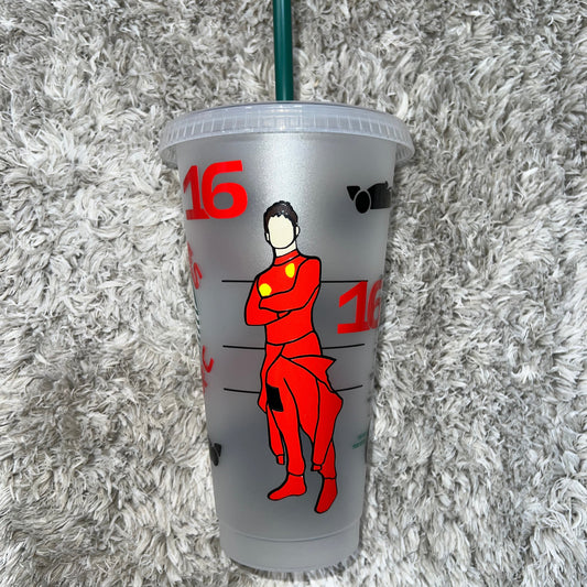 Charles Leclerc 2023 red fireproofs inspired Starbuck tumbler